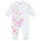 Baby Girls White & Pink Floral & Butterfly Babygrow, 1, hi-res
